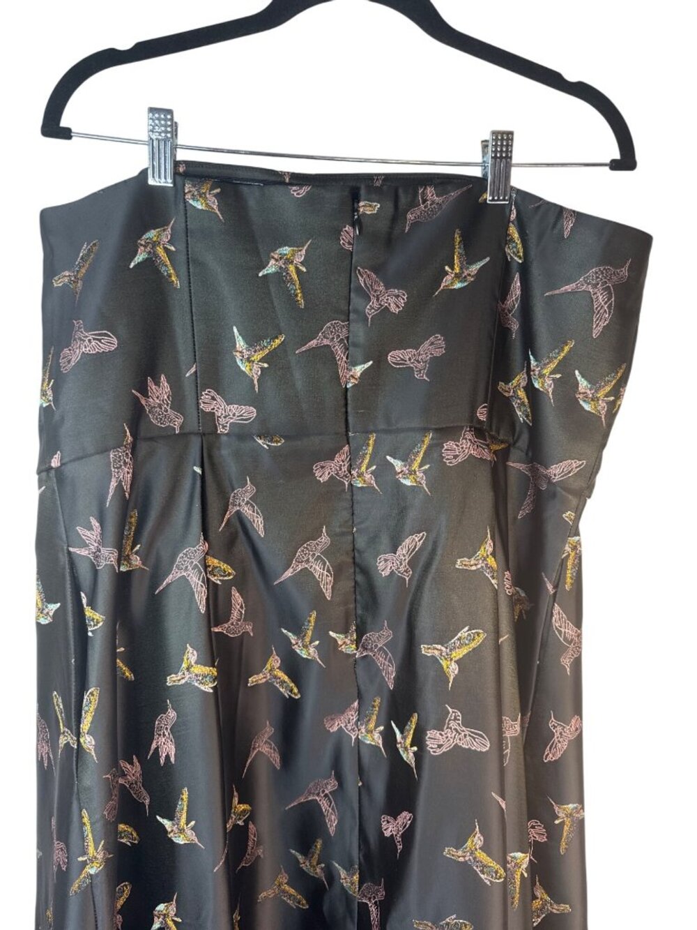 Hutch Black Size 16 Strapless Satiny Dress With Multicolor Bird Print Size - Picture 12 of 16